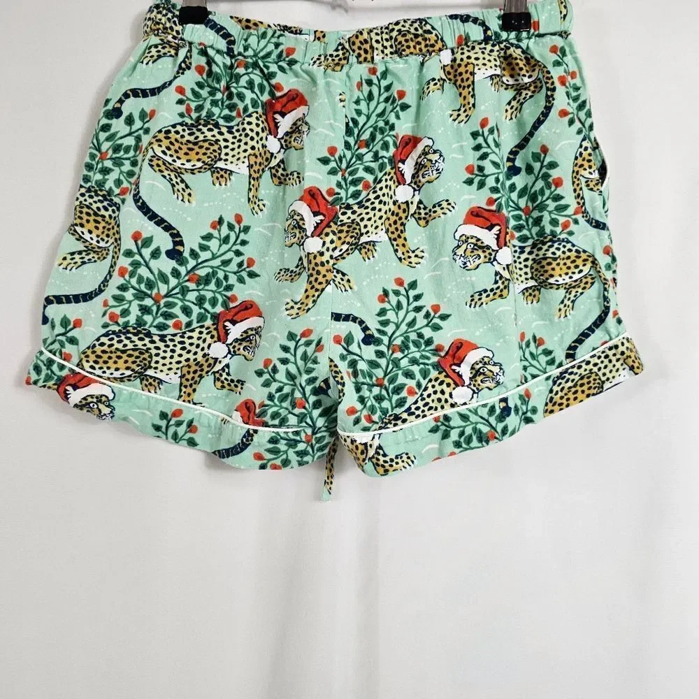 Printfresh Holly Jolly Bagheera Shorts Sleep Set in Green - Size XS